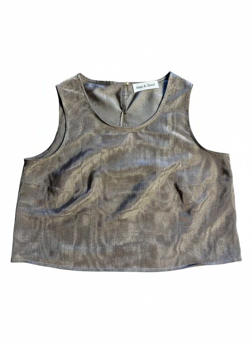 Bisiklet Yaka Kutnu Crop Bluz
