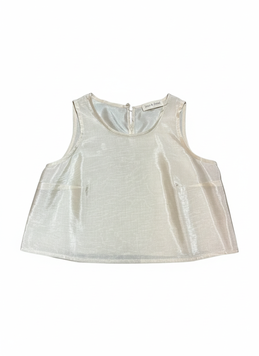 Bisiklet Yaka Kutnu Crop Bluz