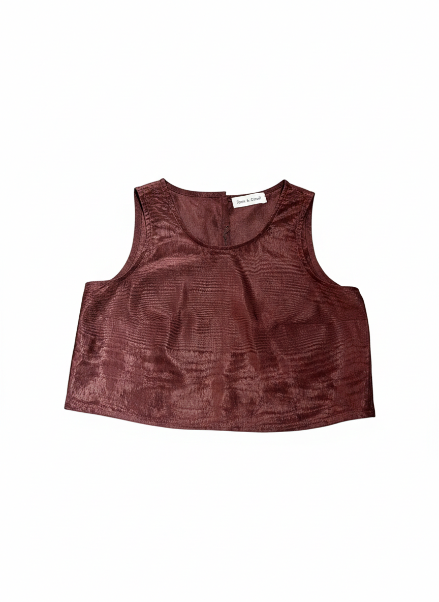 Bisiklet Yaka Kutnu Crop Bluz